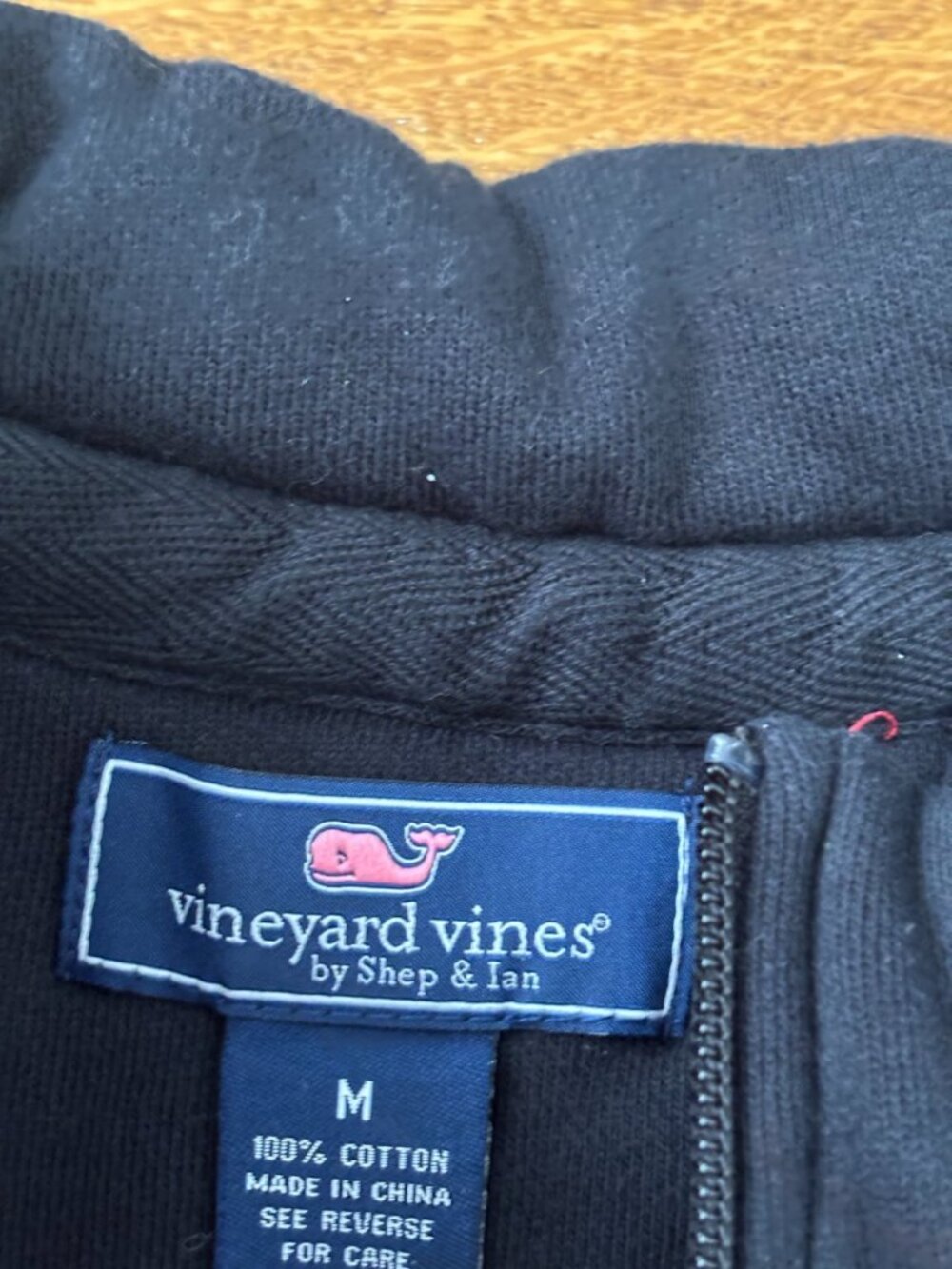 Vineyard Vines Shep Shirt 1/4 Zip Pullover Black Red Mens Medium 100% Cotton - Picture 4 of 5